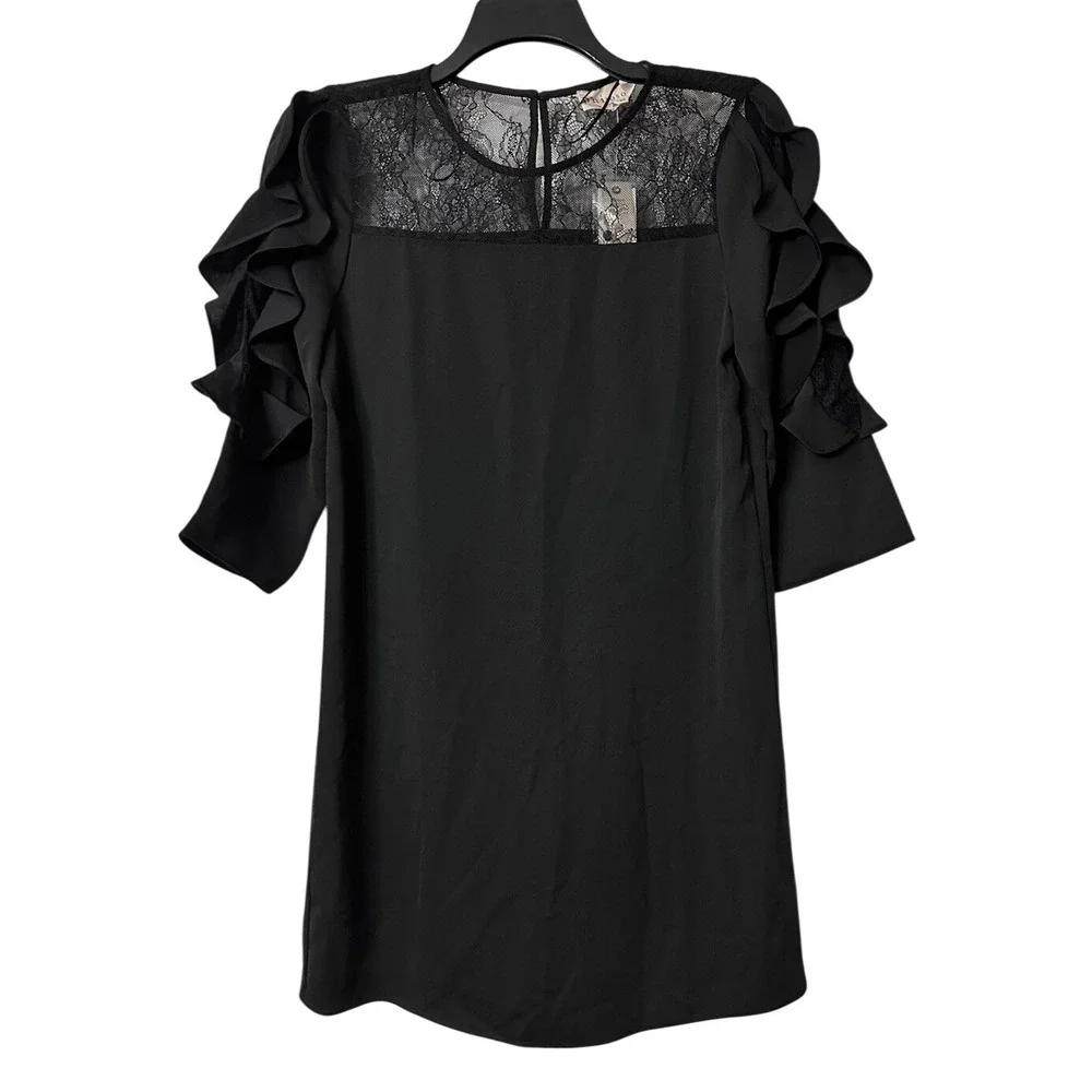 NWT Philosophy Womens Black Short Sleeve Lace Casual Dress Size Small
